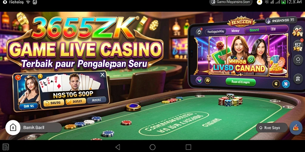 Screenshot gameplay Live Casino di 365ZK menunjukkan dealer dan meja permainan.