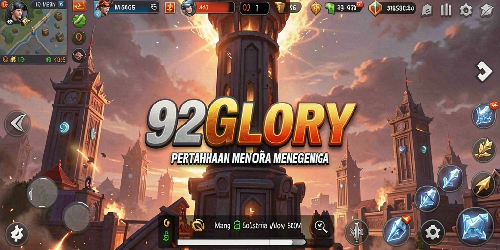 Tampilan gameplay menara yang strategis di 92GLORY.