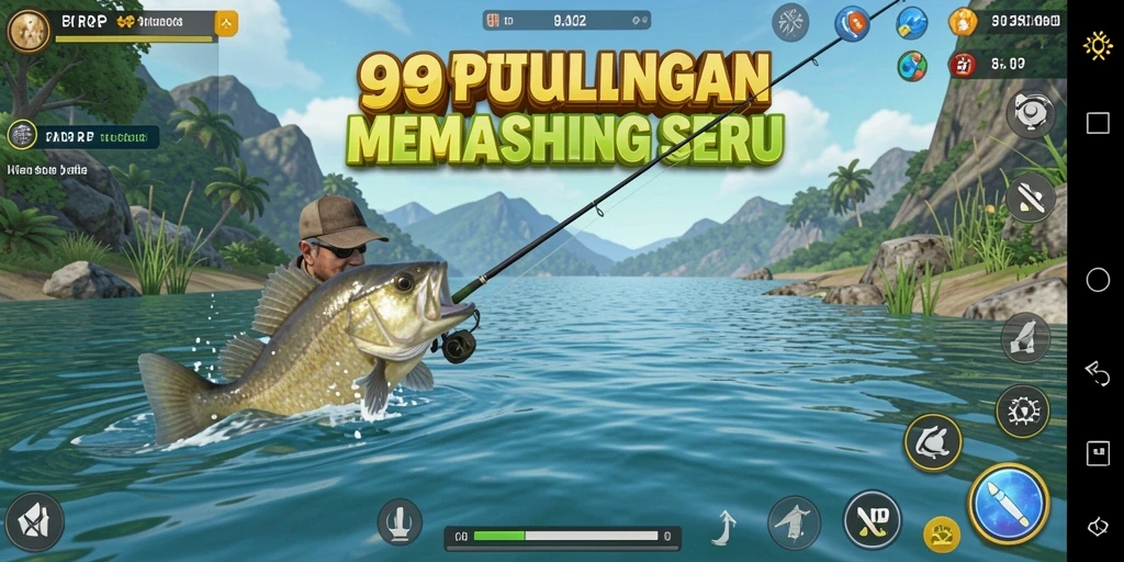 Tampilan gameplay 99RP yang menampilkan aksi memancing yang seru.