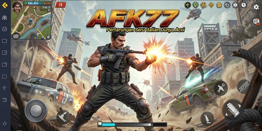 Tangkapan layar gameplay AFK77 yang menunjukkan aksi seru pertarungan.