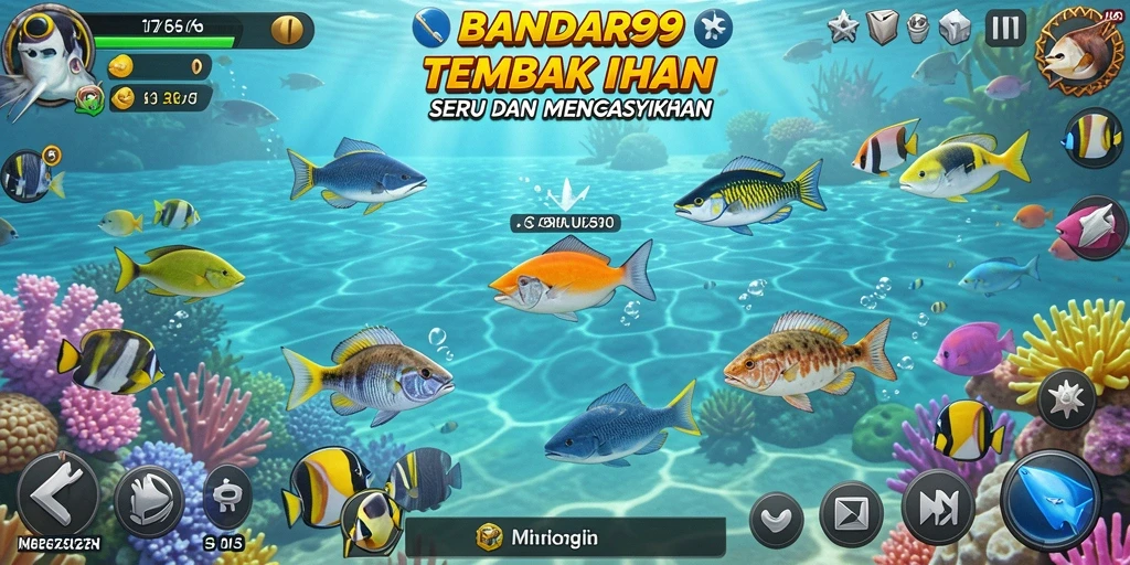 Tangkapan layar utama menunjukkan serunya gameplay Tembak Ikan di BANDAR99.