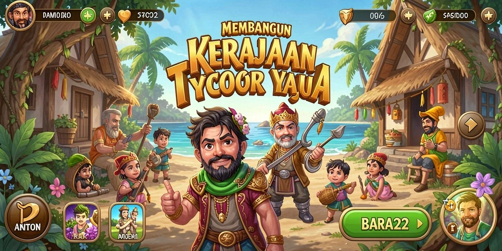 Screenshot gameplay BARA22 yang menampilkan pengelolaan bisnis yang intens.