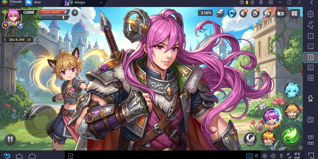 Screenshot CU888 menampilkan pertarungan karakter anime yang energik.