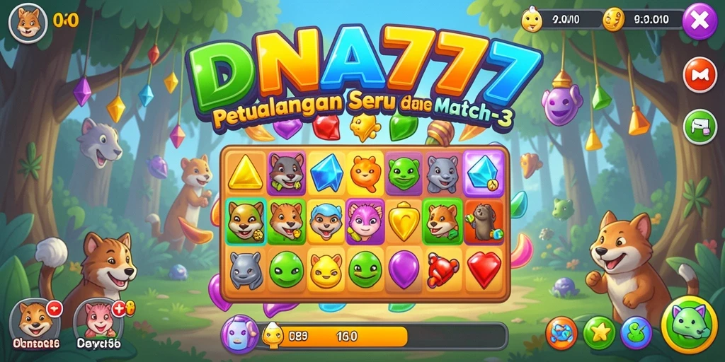 Tampilan gameplay <strong>DNA777</strong> yang penuh warna dan menyenangkan.