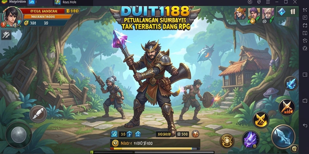 Tampilan gameplay <strong>DUIT188</strong> yang mendebarkan saat pertarungan RPG.