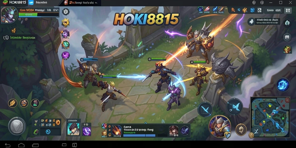 Tampilan utama gameplay HOKI8815 dalam aksi MOBA yang seru.