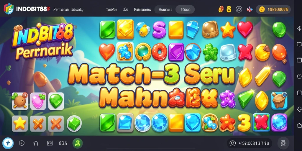Screenshot gameplay INDOBIT88 yang menunjukkan keseruan mencocokkan permata.