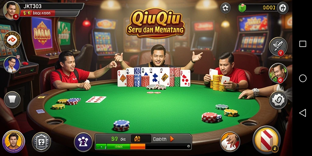 Screenshot utama JKT303 menampilkan gameplay QiuQiu yang seru.