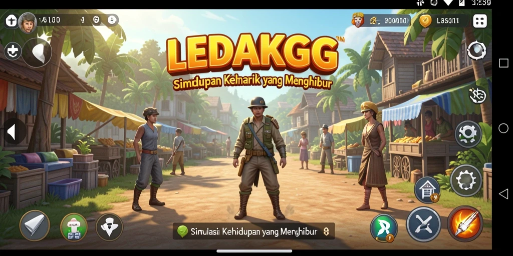 Tampilan gameplay menarik dalam LEDAKGG yang menunjukkan simulasi kehidupan.