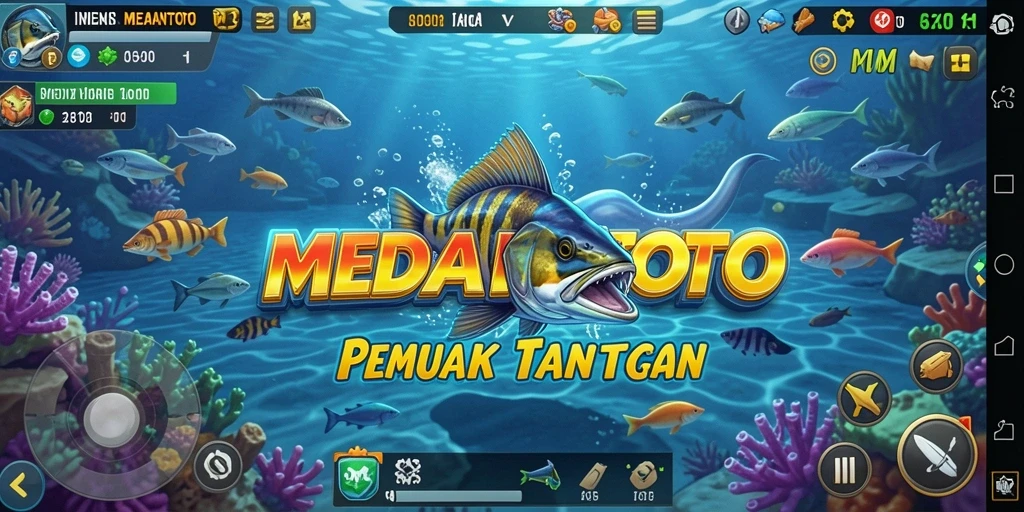 Screenshot gameplay MEDANTOTO menunjukkan aksi menembak ikan yang seru.