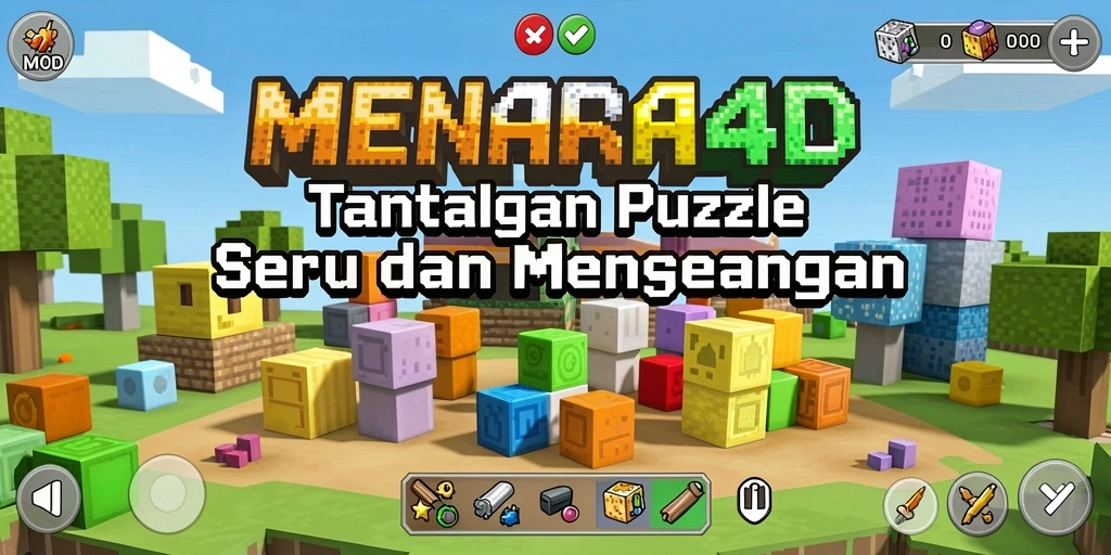 Tampilan gameplay seru dari MENARA4D yang menantang pikiran.
