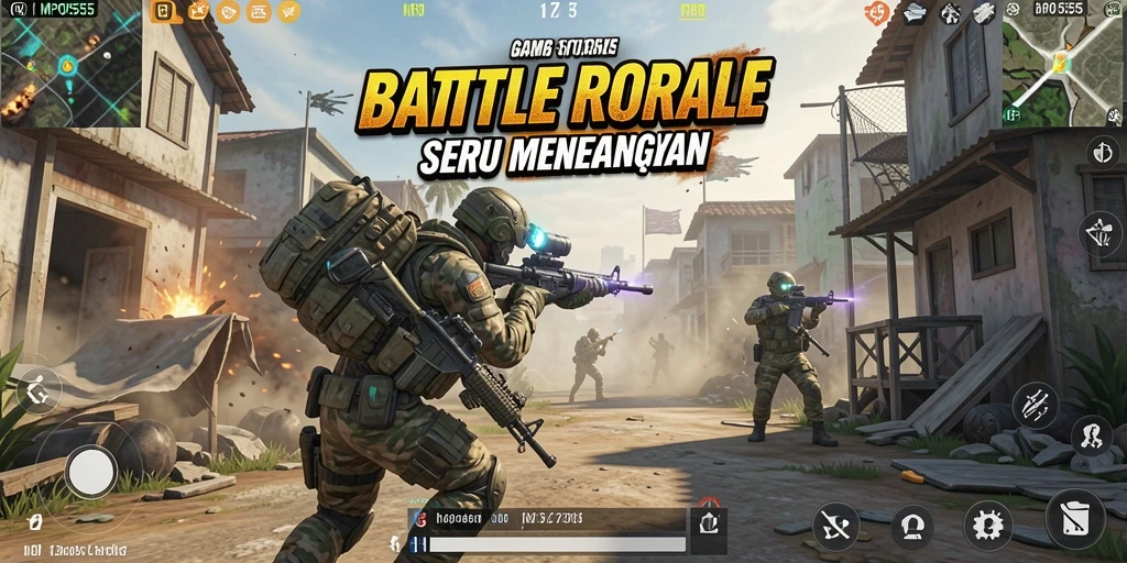 Tampilan gameplay seru di MPO555 dalam aksi Battle Royale.