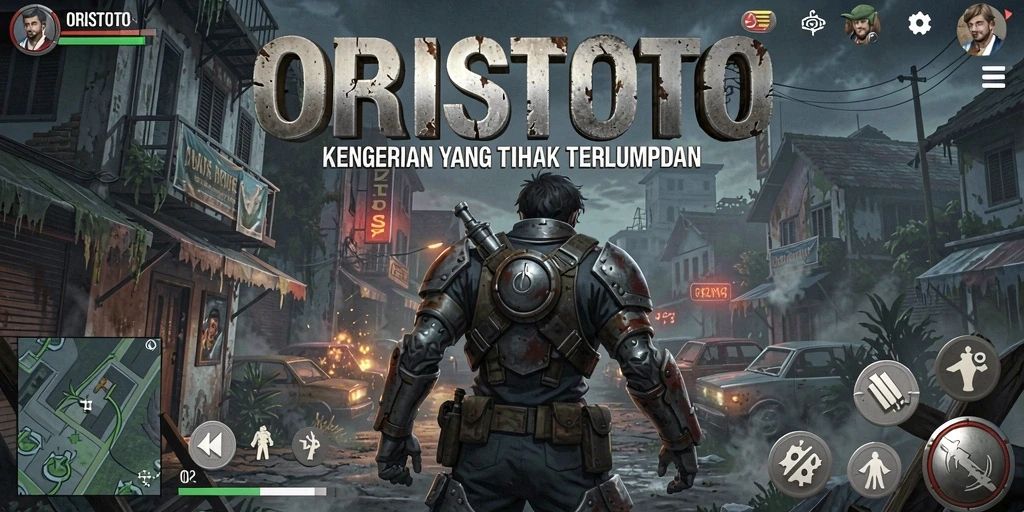 Screenshot gameplay ORISTOTO yang menampilkan suasana mencekam dan horor.