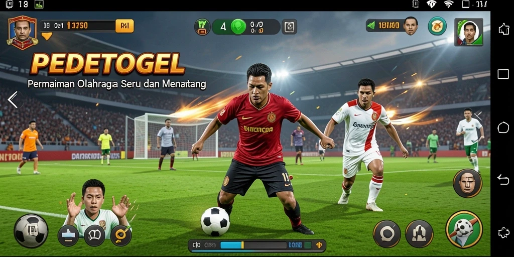 Tampilan gameplay seru di PEDETOGEL dengan pemain yang beraksi di lapangan.
