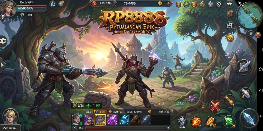 Screenshot gameplay RP888 yang menunjukkan aksi pertempuran seru di dunia MMORPG.