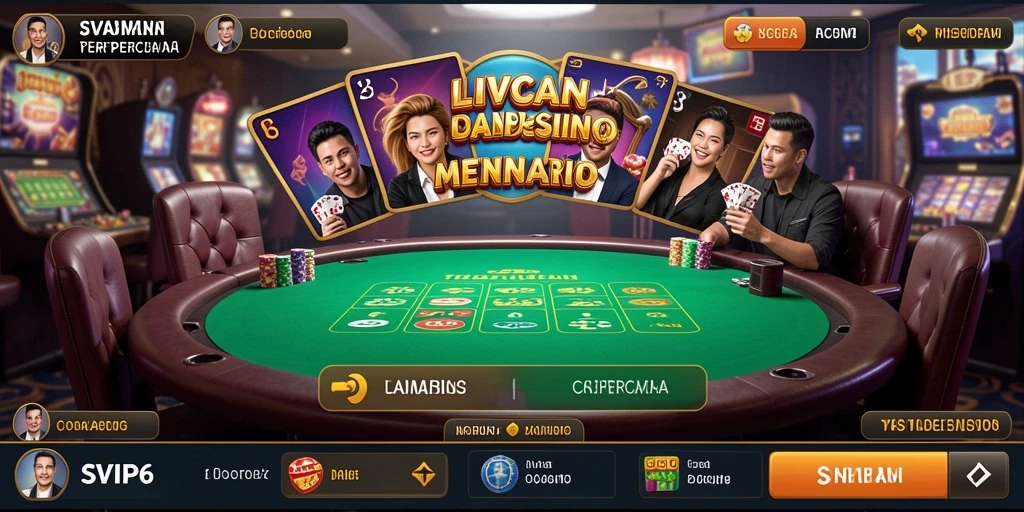 Gameplay SVIP6 dengan dealer langsung dan permainan kasino yang menarik.