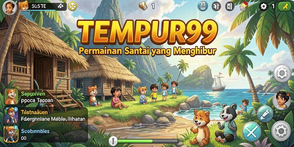 Screenshot utama TEMPUR99 menampilkan gameplay yang menarik dan penuh warna.