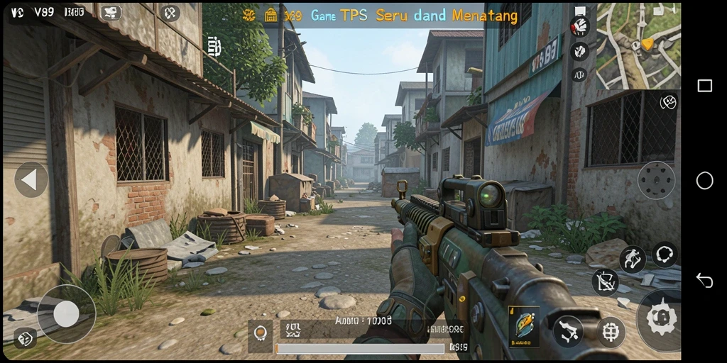 Tangkapan layar menampilkan aksi seru di V89 dengan gameplay TPS.
